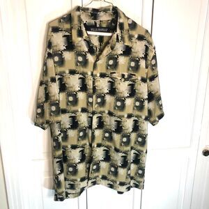 90s Pelle Pelle Marc Buchanan Shirt XL Abstract Black Tan Hip Hop Y2K Vintage